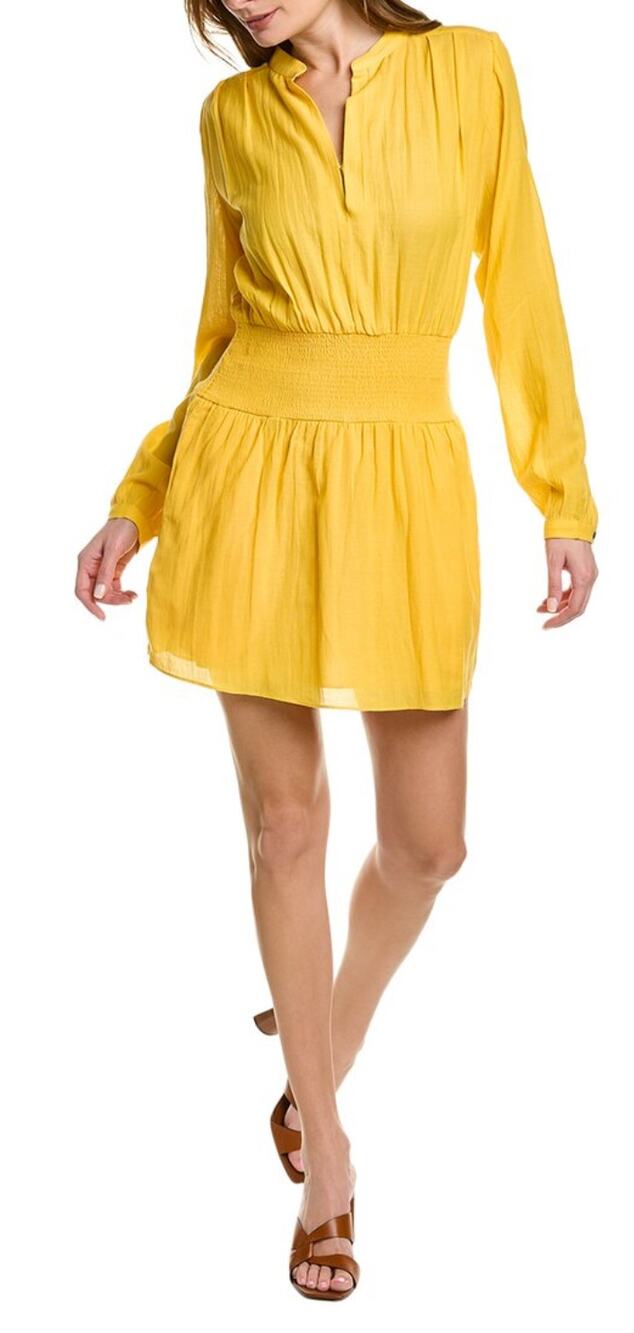 Rag & Bone Calista Long Sleeve Mini Dress Deep Yellow L